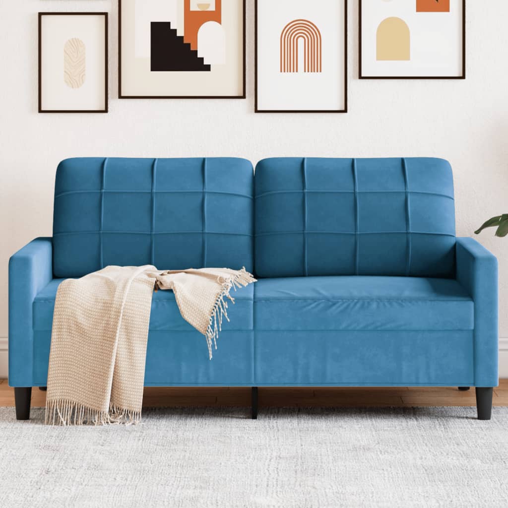 2-Sitzer-Sofa Blau 140 cm Samt