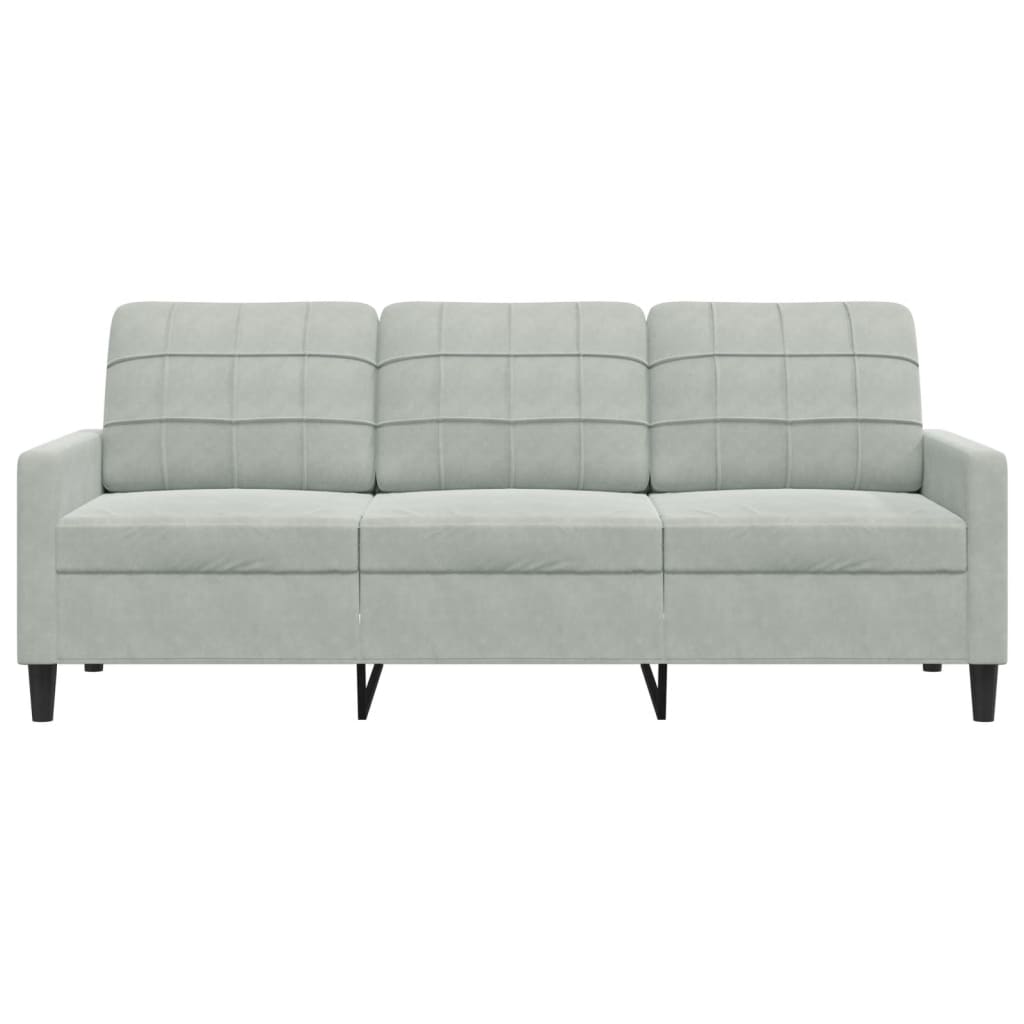 3-Sitzer-Sofa Hellgrau 180 cm Samt