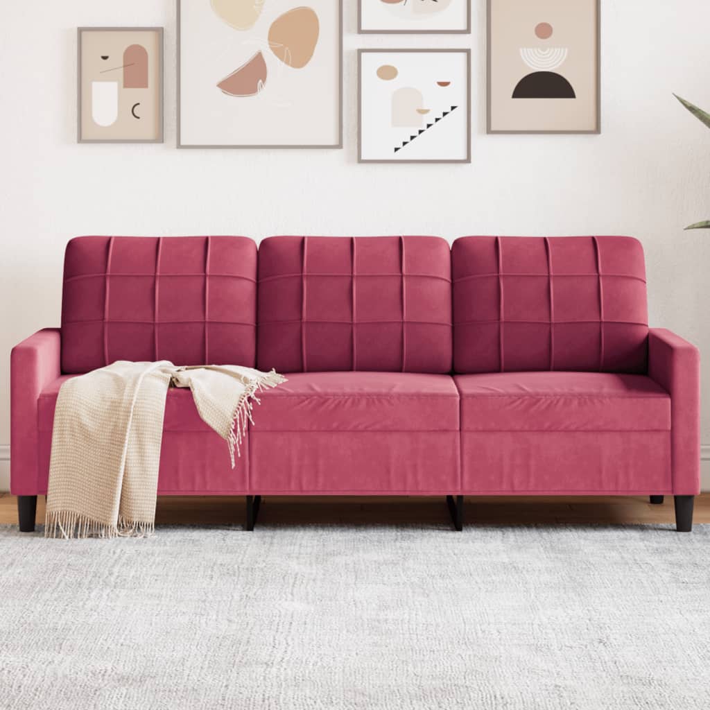 3-Sitzer-Sofa Weinrot 180 cm Samt