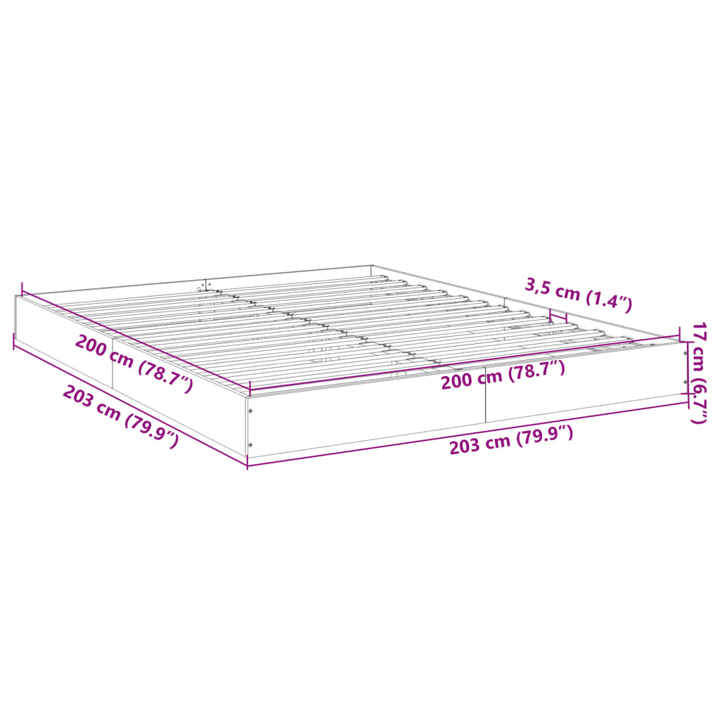 Bettgestell Braun Eichen-Optik 200x200 cm Holzwerkstoff