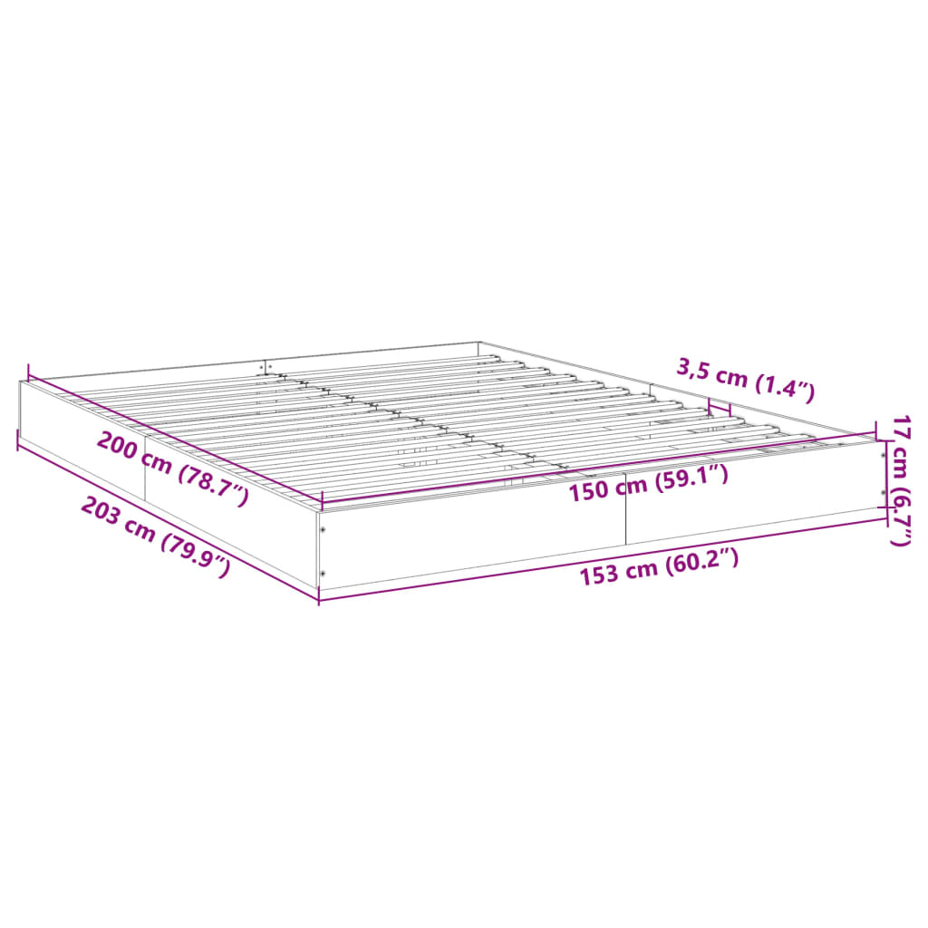 Bettgestell Schwarz 150x200 cm Holzwerkstoff