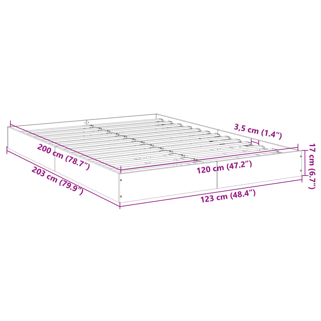 Bettgestell Weiß 120x200 cm Holzwerkstoff