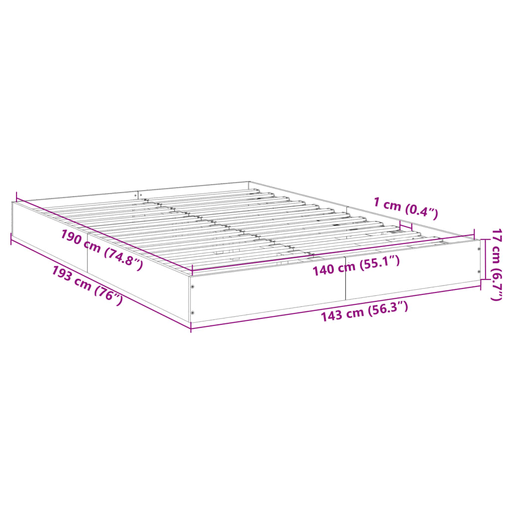 Bettgestell Schwarz 140x190 cm Holzwerkstoff