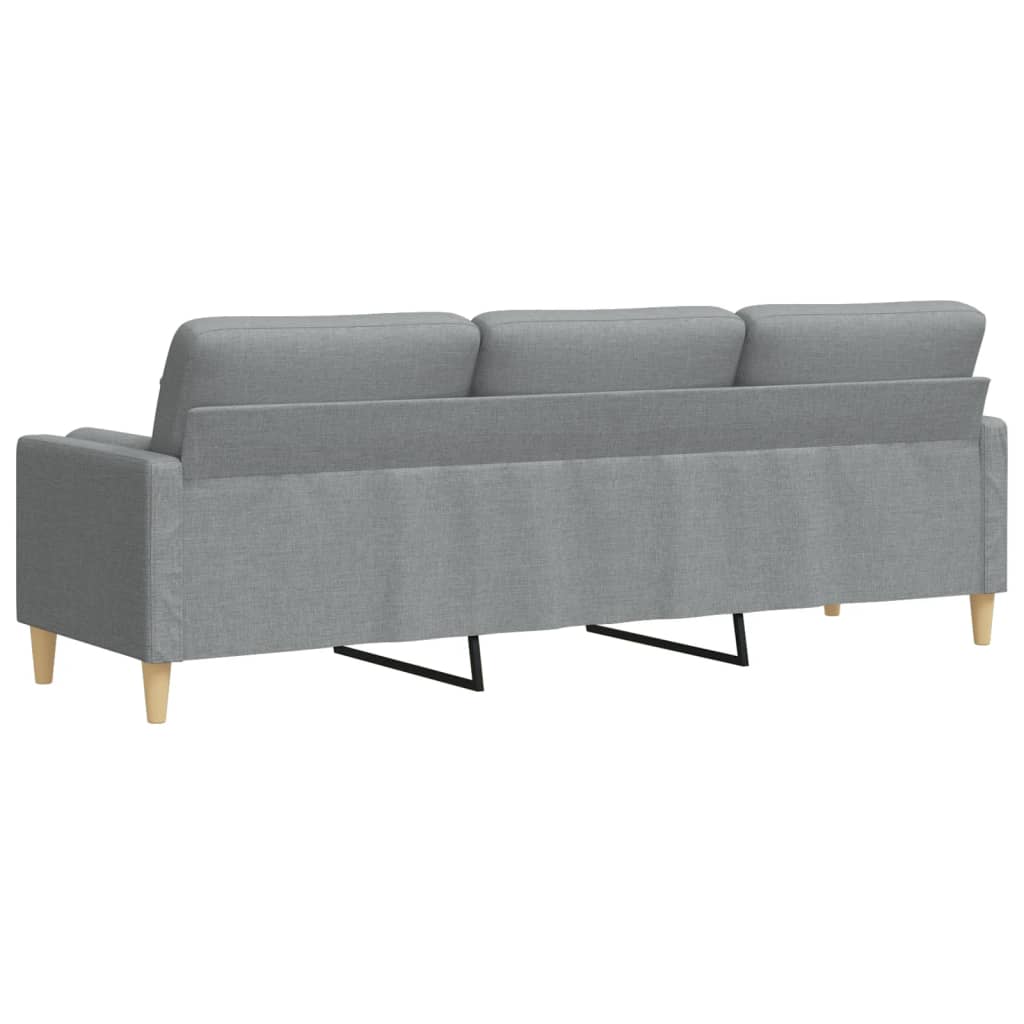 Sofa 3-Sitzer mit Zierkissen Hellgrau 210 cm Stoff