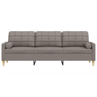 Sofa 3-Sitzer mit Zierkissen Taupe 210 cm Stoff