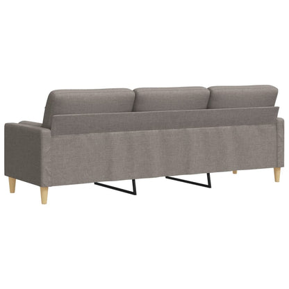 Sofa 3-Sitzer mit Zierkissen Taupe 210 cm Stoff