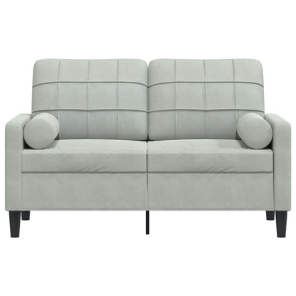 2-Sitzer-Sofa mit Zierkissen Hellgrau 120 cm Samt