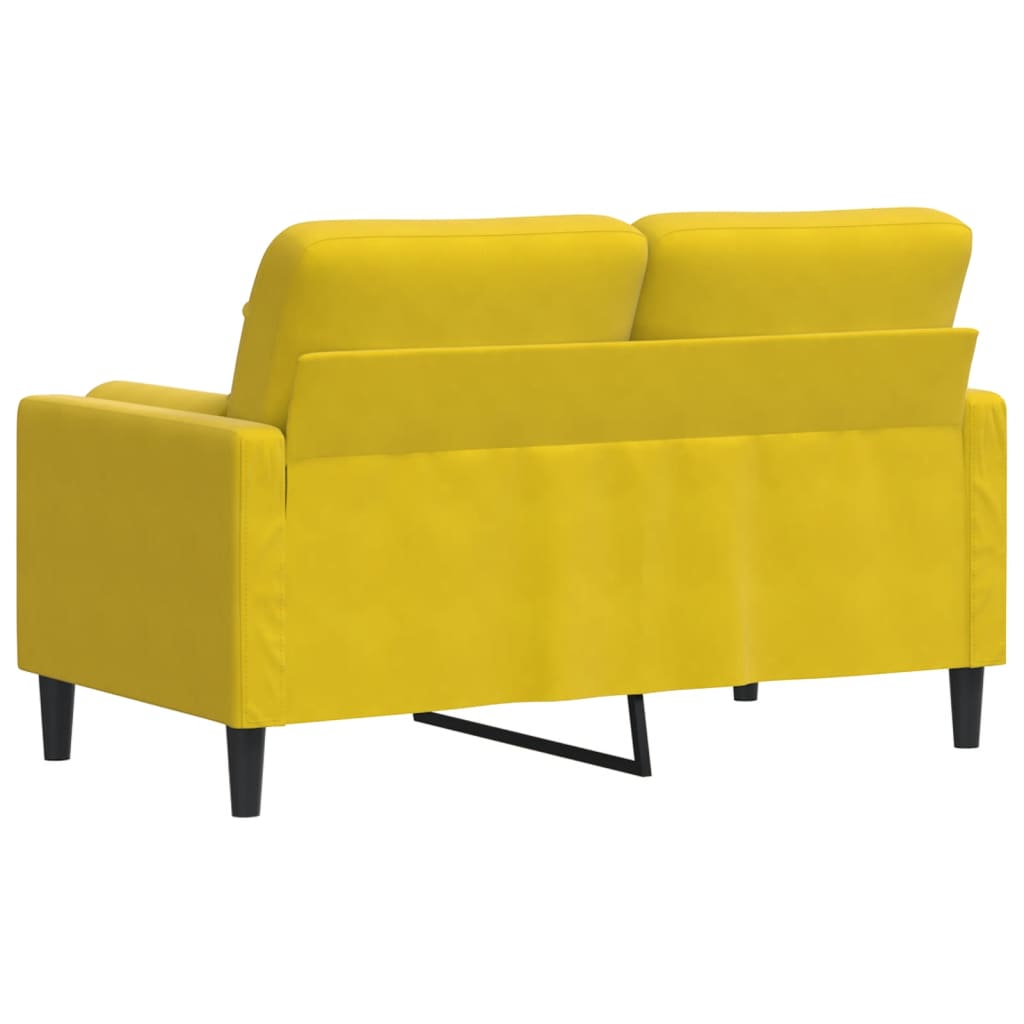 2-Sitzer-Sofa mit Zierkissen Gelb 120 cm Samt