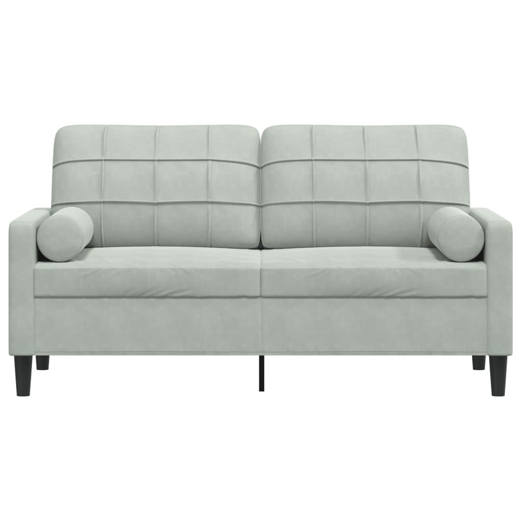 2-Sitzer-Sofa mit Zierkissen Hellgrau 140 cm Samt