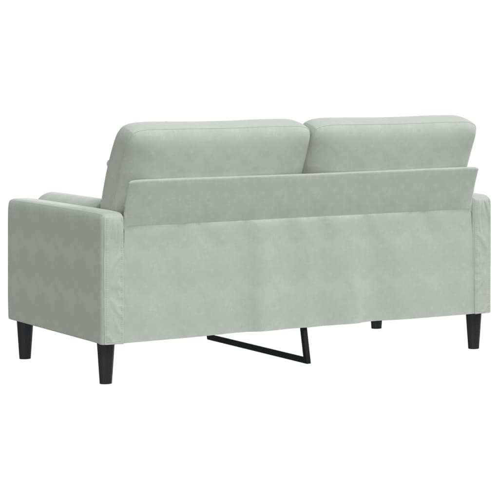 2-Sitzer-Sofa mit Zierkissen Hellgrau 140 cm Samt