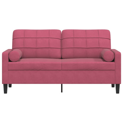 2-Sitzer-Sofa mit Zierkissen Weinrot 140 cm Samt