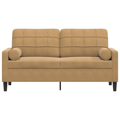 2-Sitzer-Sofa mit Zierkissen Braun 140 cm Samt