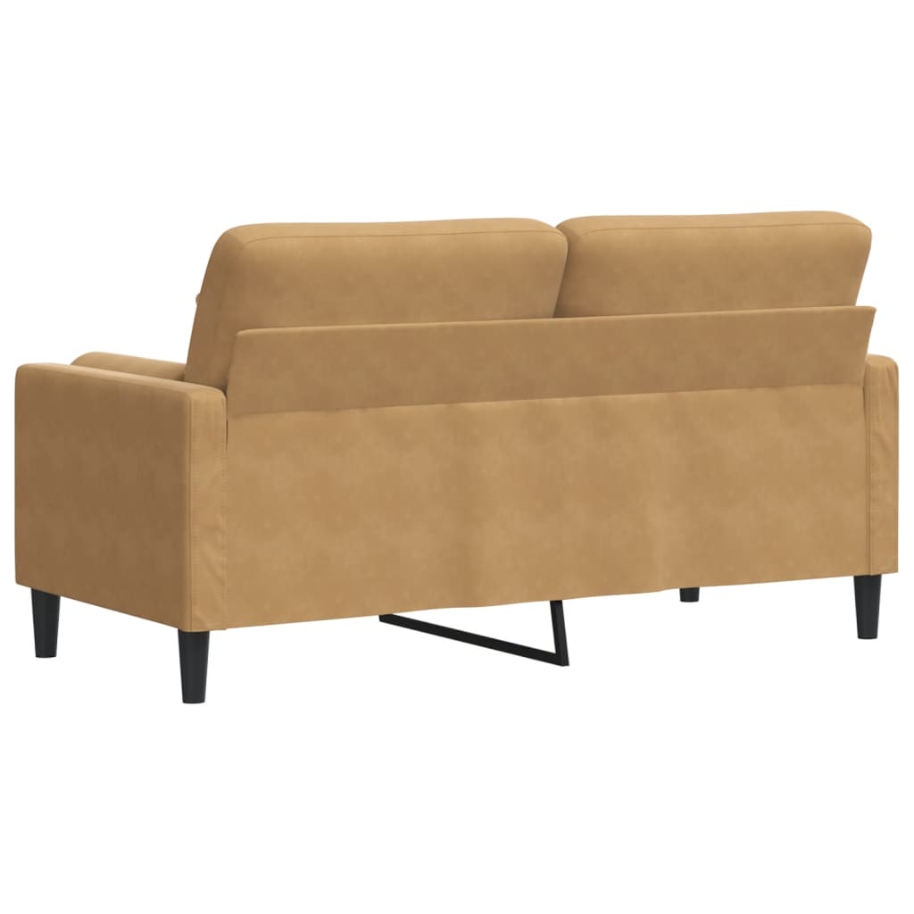 2-Sitzer-Sofa mit Zierkissen Braun 140 cm Samt