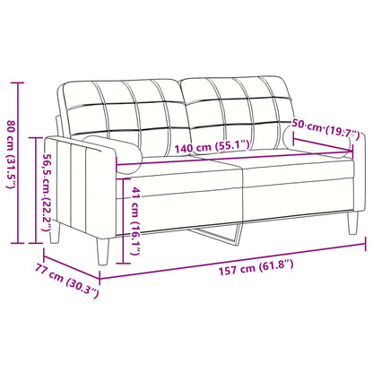 2-Sitzer-Sofa mit Zierkissen Braun 140 cm Samt