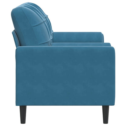 2-Sitzer-Sofa mit Zierkissen Blau 140 cm Samt