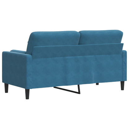 2-Sitzer-Sofa mit Zierkissen Blau 140 cm Samt