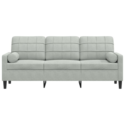 3-Sitzer-Sofa mit Zierkissen Hellgrau 180 cm Samt