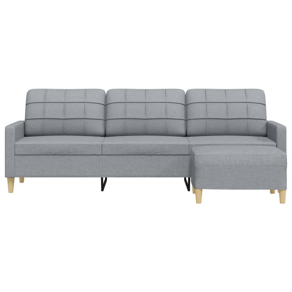 3-Sitzer-Sofa mit Hocker Hellgrau 210 cm Stoff