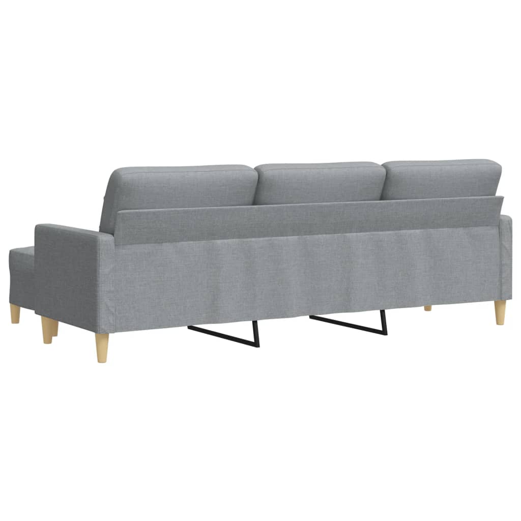 3-Sitzer-Sofa mit Hocker Hellgrau 210 cm Stoff