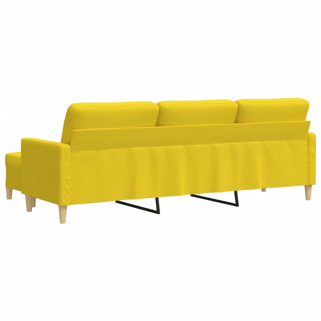 3-Sitzer-Sofa mit Hocker Hellgelb 210 cm Stoff