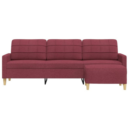 3-Sitzer-Sofa mit Hocker Weinrot 210 cm Stoff