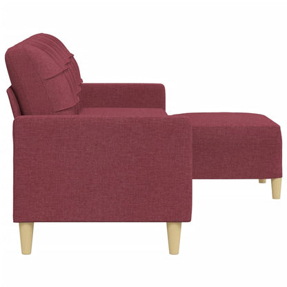 3-Sitzer-Sofa mit Hocker Weinrot 210 cm Stoff