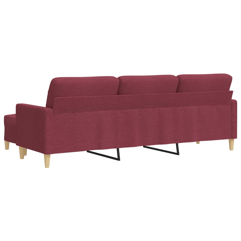 3-Sitzer-Sofa mit Hocker Weinrot 210 cm Stoff