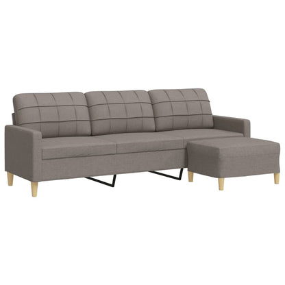 3-Sitzer-Sofa mit Hocker Taupe 210 cm Stoff