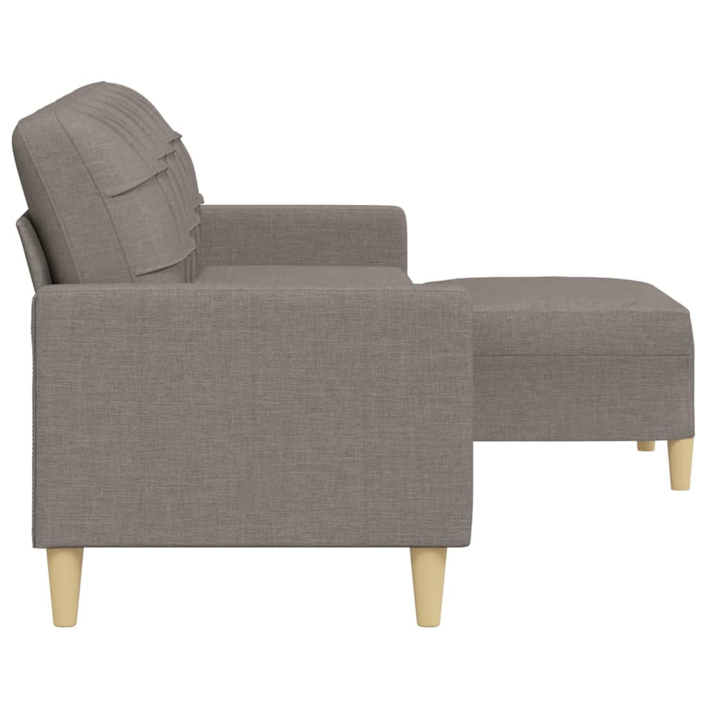 3-Sitzer-Sofa mit Hocker Taupe 210 cm Stoff