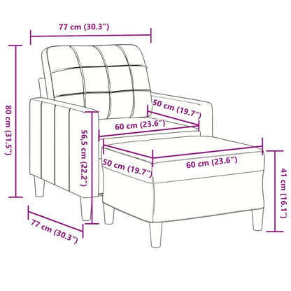 Sessel mit Hocker Hellgrau 60 cm Samt