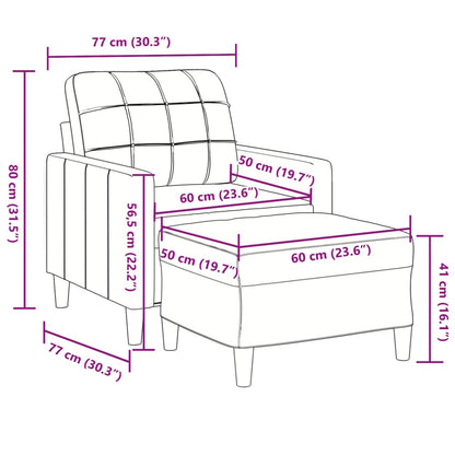 Sessel mit Hocker Dunkelgrau 60 cm Samt