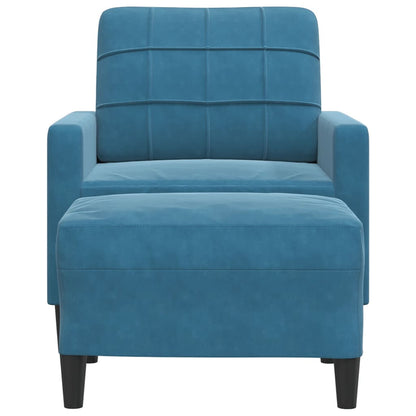 Sessel mit Hocker Blau 60 cm Samt