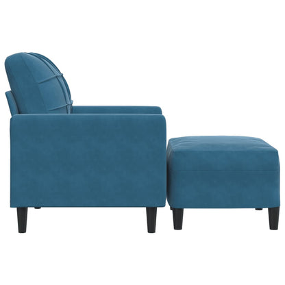 Sessel mit Hocker Blau 60 cm Samt