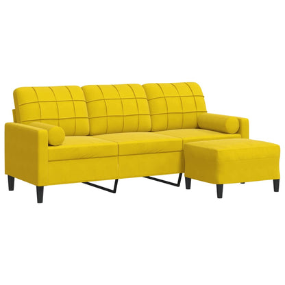 3-Sitzer-Sofa mit Hocker Gelb 180 cm Samt