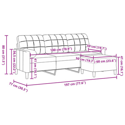 3-Sitzer-Sofa mit Hocker Gelb 180 cm Samt