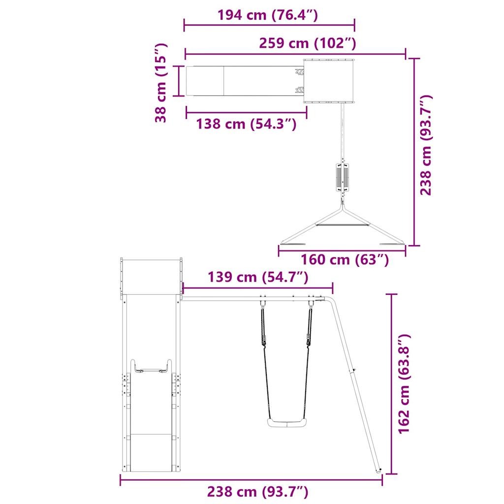 Spielturm Imprägniertes Kiefernholz