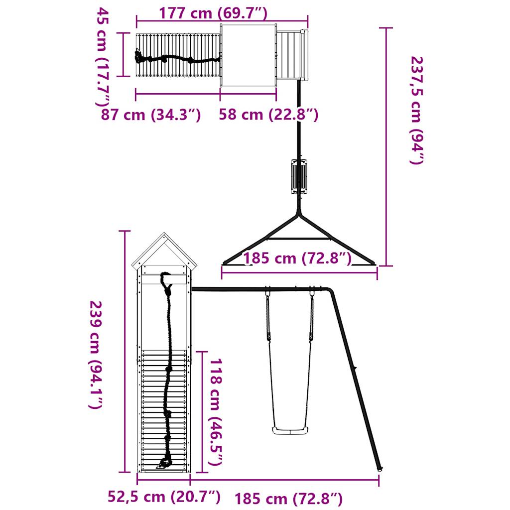 Spielturm Massivholz Kiefer