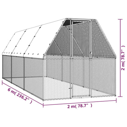 Hühnerkäfig 2x6x2 m Verzinkter Stahl