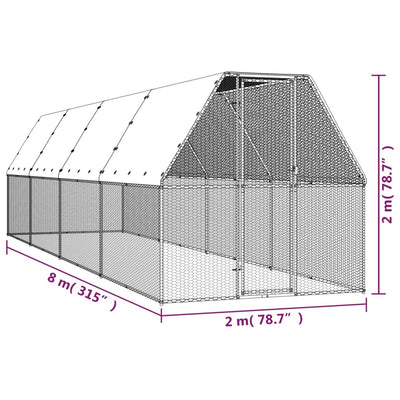 Hühnerkäfig 2x8x2 m Verzinkter Stahl