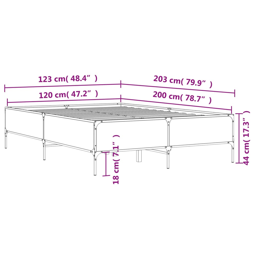 Bettgestell Schwarz 120x200 cm Holzwerkstoff und Metall