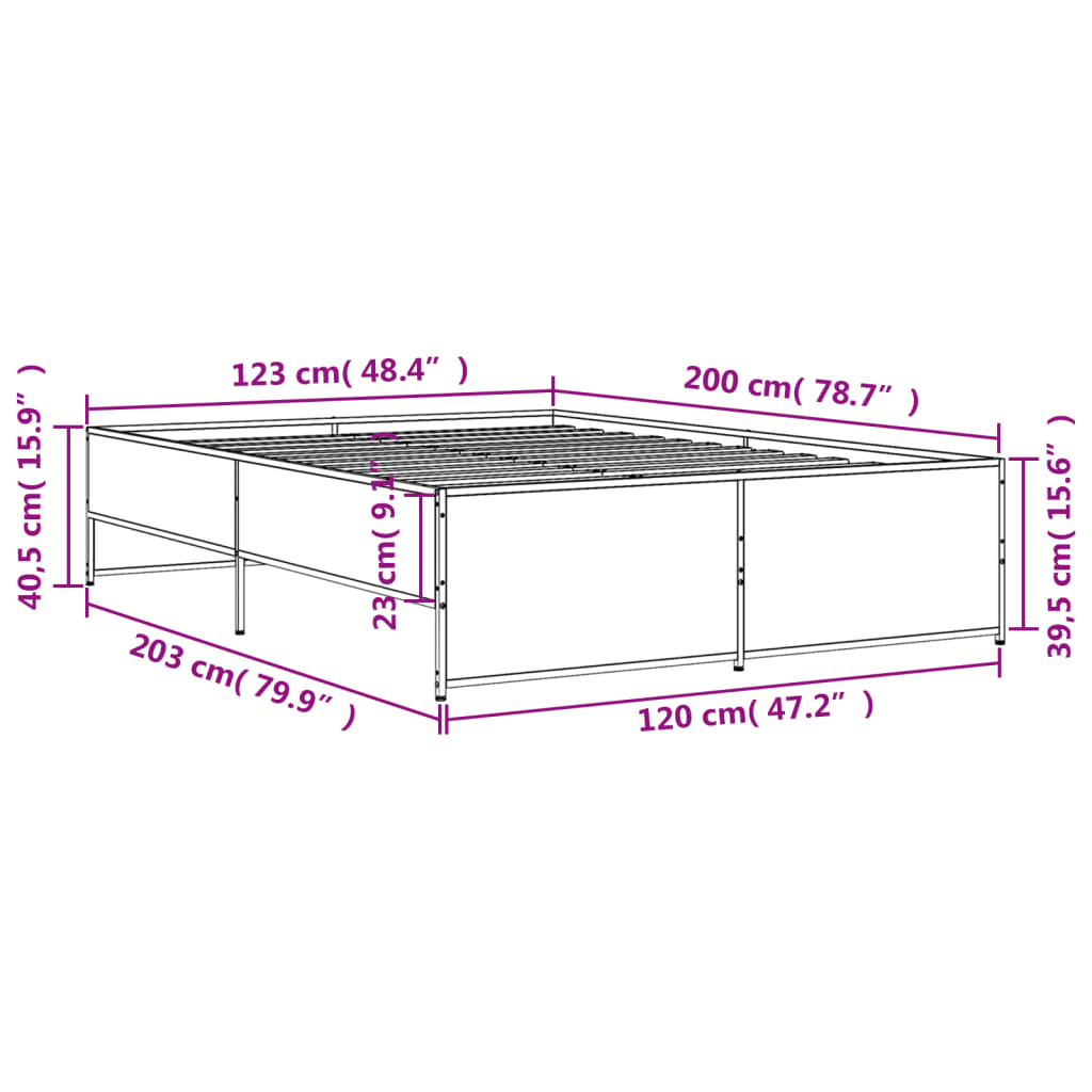 Bettgestell Schwarz 120x200 cm Holzwerkstoff und Metall