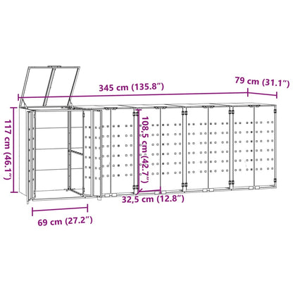 Mülltonnenbox für 5 Tonnen Schwarz 345x79x117 cm Stahl