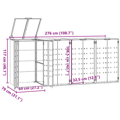 Mülltonnenbox für 4 Tonnen Anthrazit 276x79x117 cm Stahl