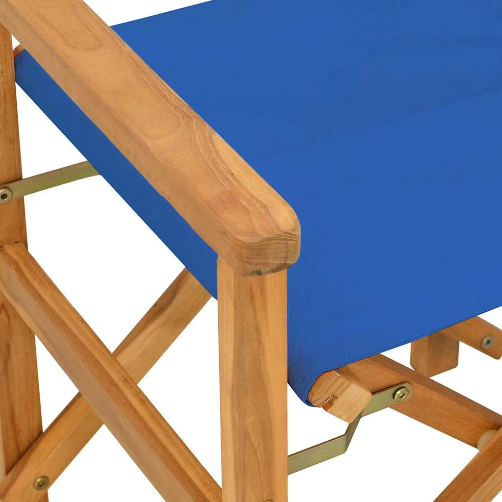 Regiestuhl Klappbar Blau Massivholz Teak