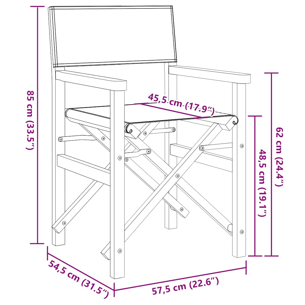 Regiestühle 2 Stk. Klappbar Creme Massivholz Teak