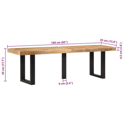 Bank 160 cm Raues Mangoholz und Stahl