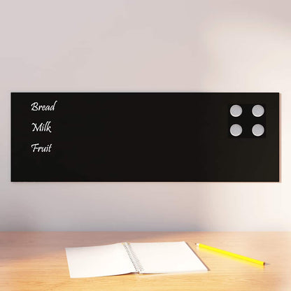 Magnettafel Wandmontage Schwarz 60x20 cm Hartglas