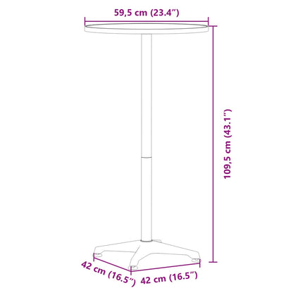 Outdoor-Bartisch Höhenverstellbar Ø59,5x70/109,5 cm Aluminium