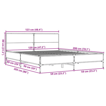 Bettgestell Schwarz 120x200 cm Holzwerkstoff und Metall