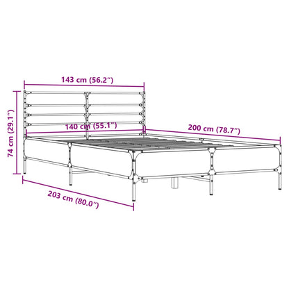 Bettgestell Schwarz 140x200 cm Holzwerkstoff und Metall